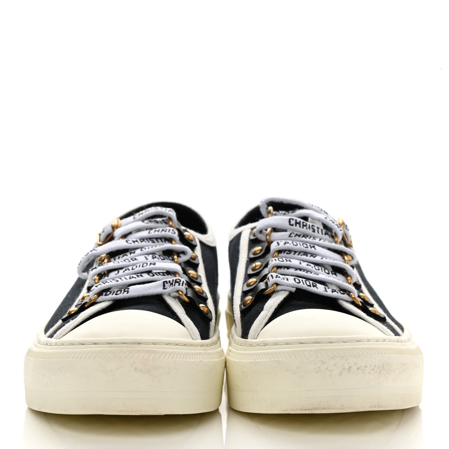 Christian Dior Canvas Dot Walk'N'Dior Low Top Sneakers 37.5 Black 2 of 8
