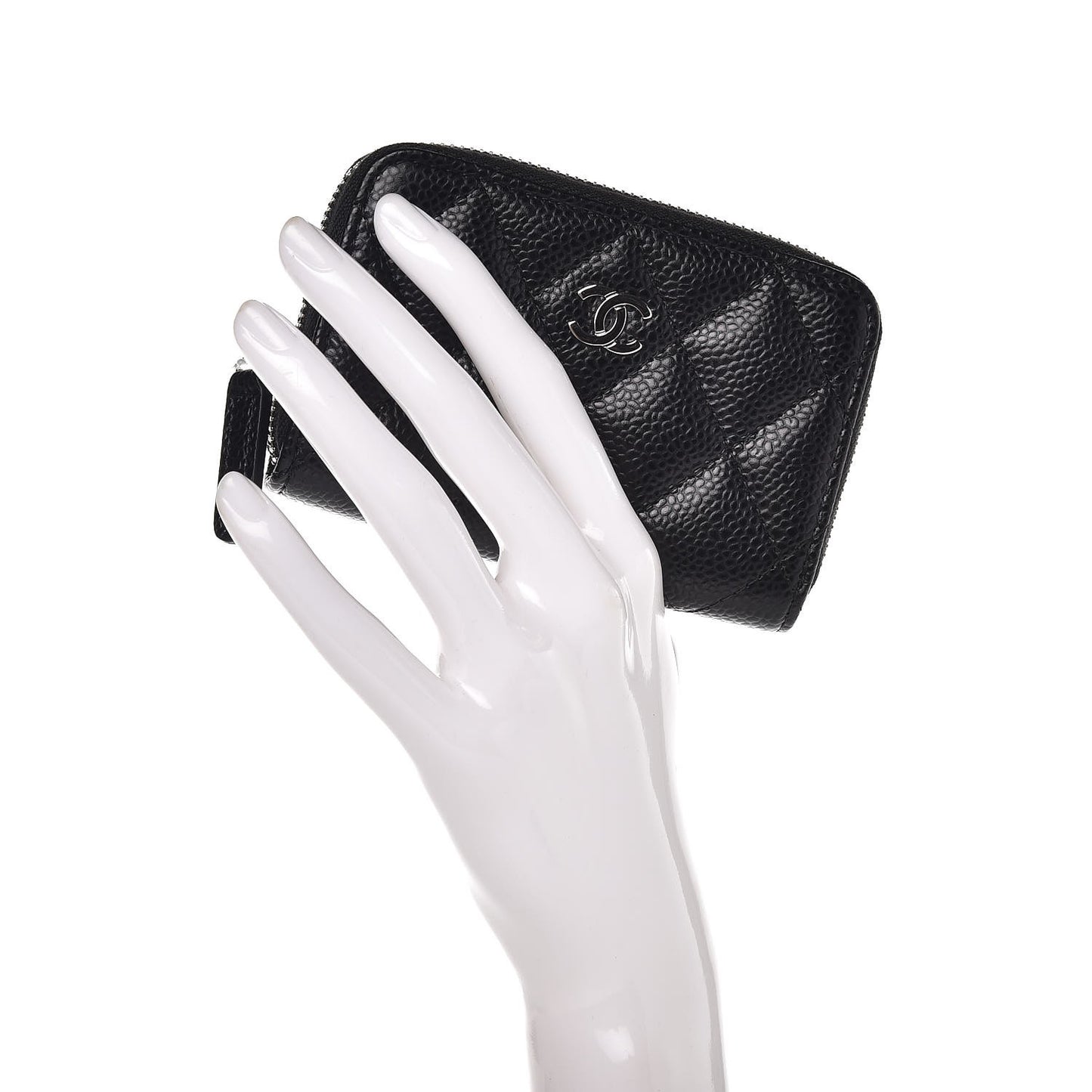 Caviar Quilted Zip Coin Purse Black
