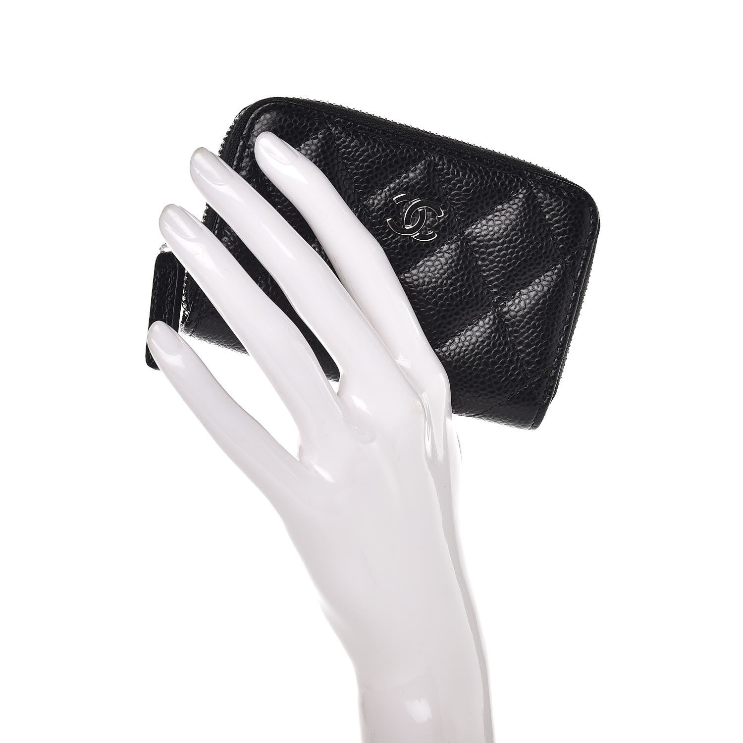 Chanel Caviar Quilted Zip Coin Purse Black 2 of 8