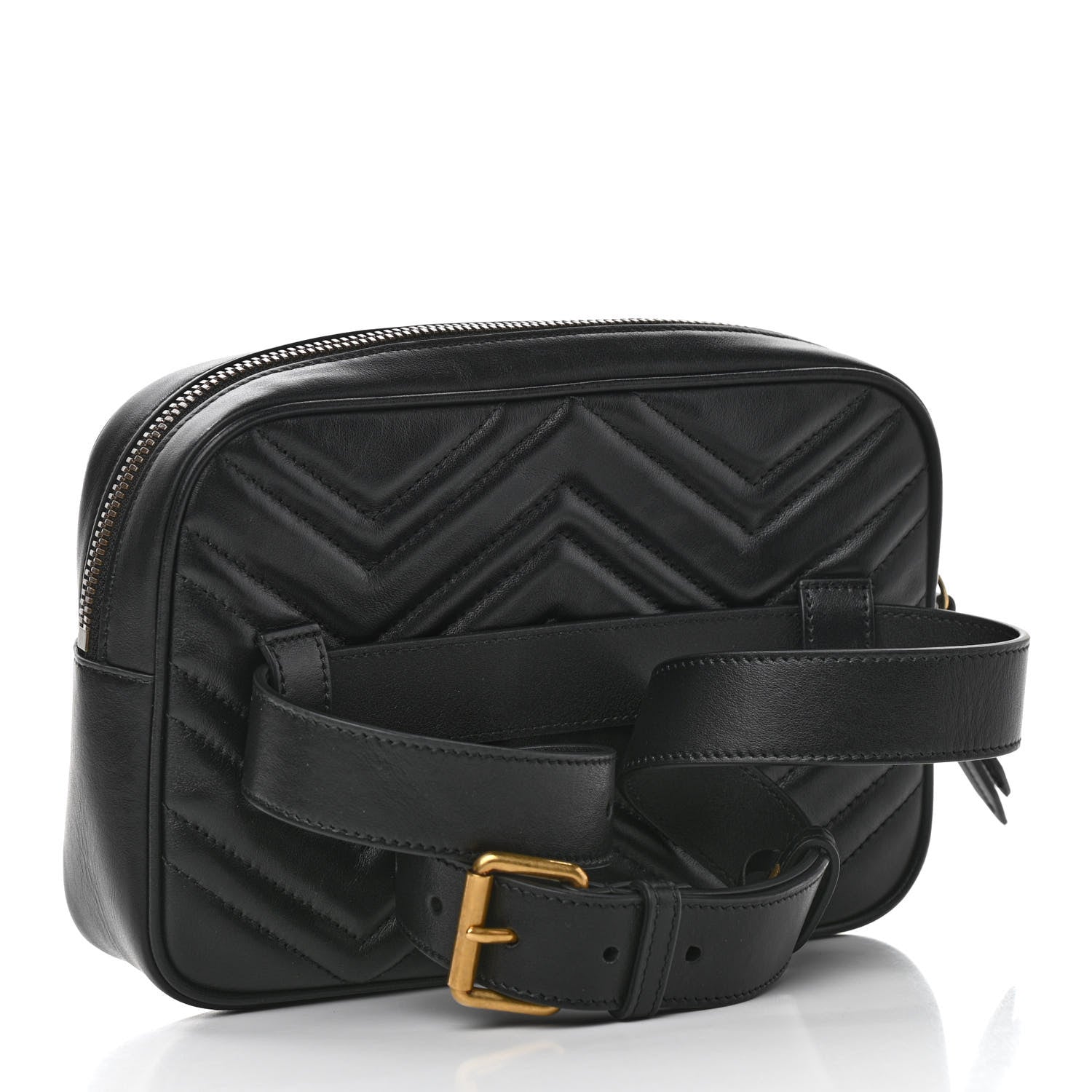 Gucci Calfskin Matelasse Mens GG Marmont Belt Bag 80 32 Black 3 of 10