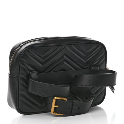 Gucci Calfskin Matelasse Mens GG Marmont Belt Bag 80 32 Black 3 of 10