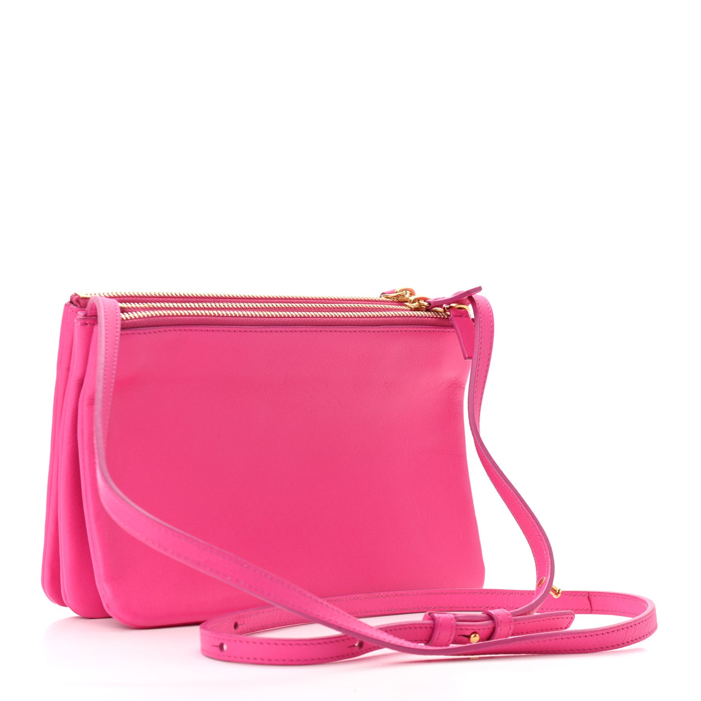 Lambskin Small Trio Crossbody Bag Fluo Fuchsia