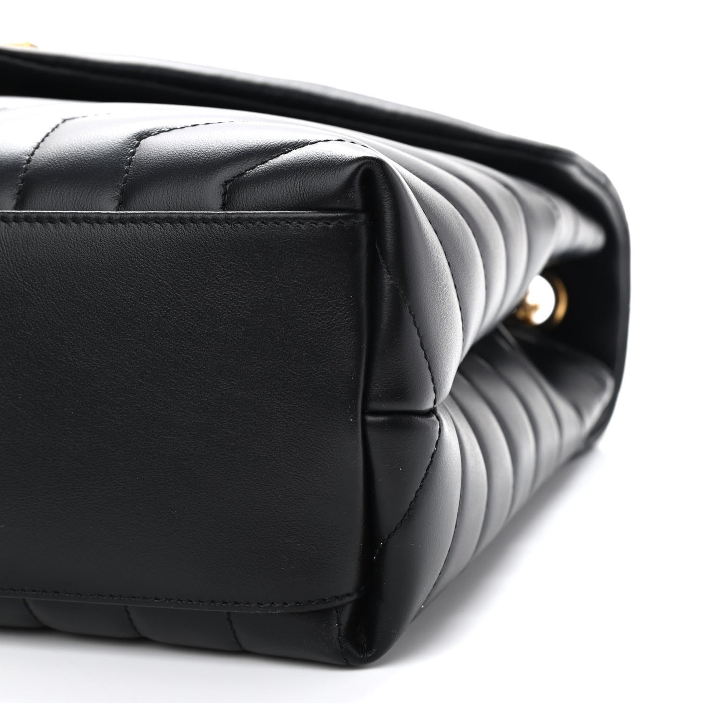 Calfskin Y Quilted Monogram Medium Loulou Chain Satchel Black