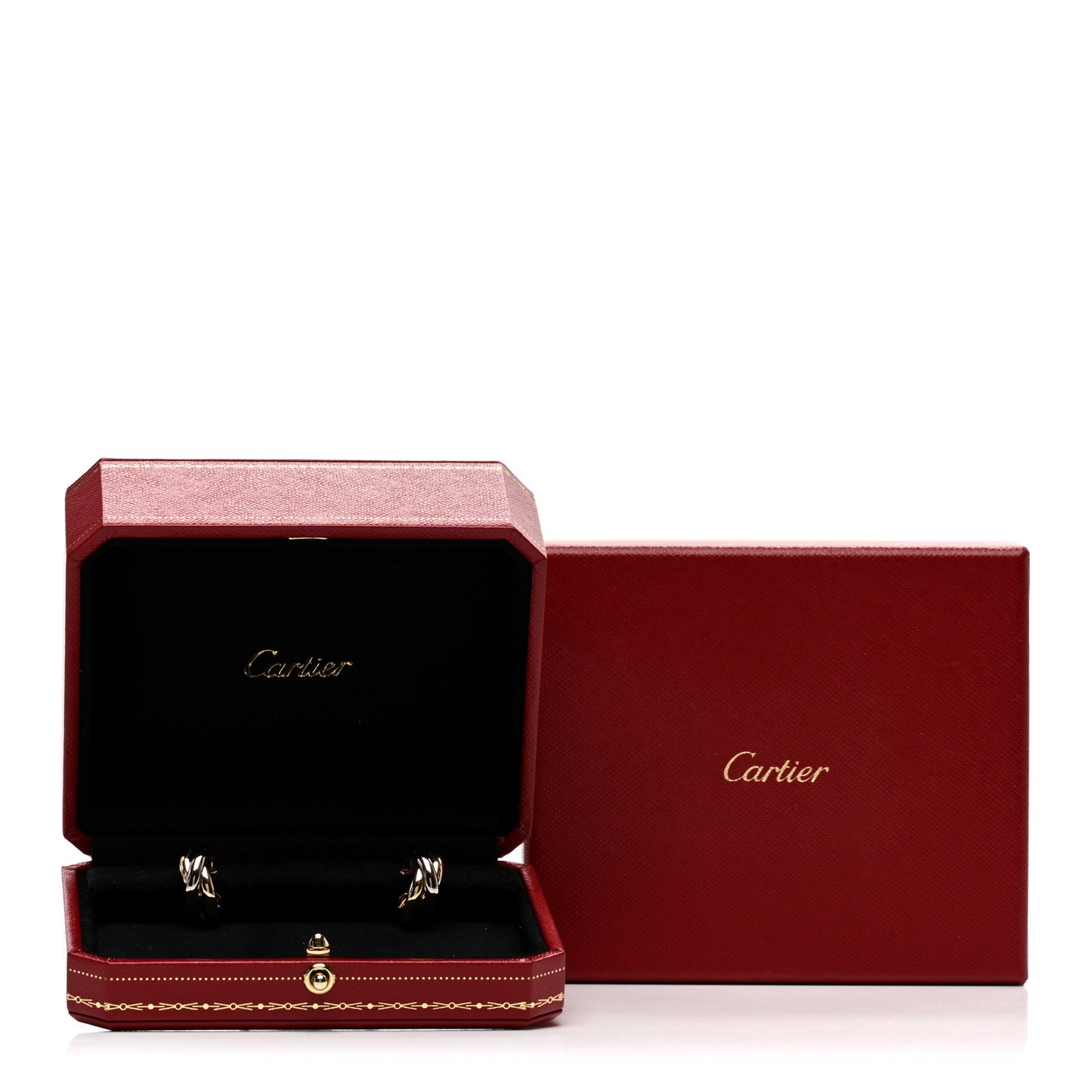18K Pink Yellow White Gold Classic Trinity Hoop Earrings
