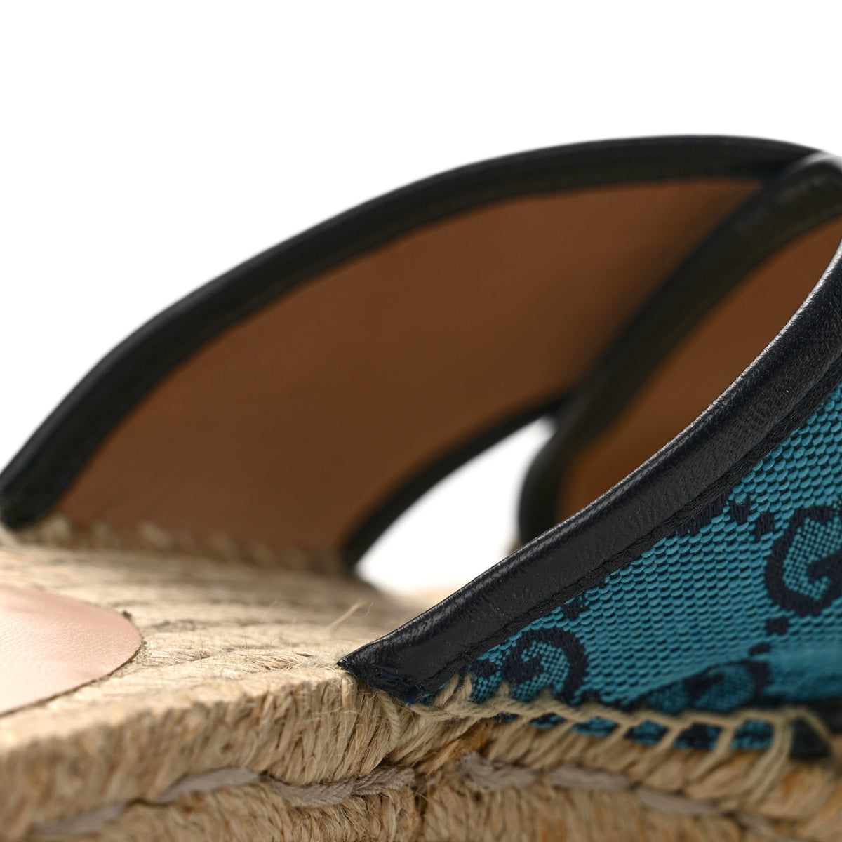 Gucci Monogram Multicolor Criss Cross Espadrille Sandals 37 Light Blue 10 of 10