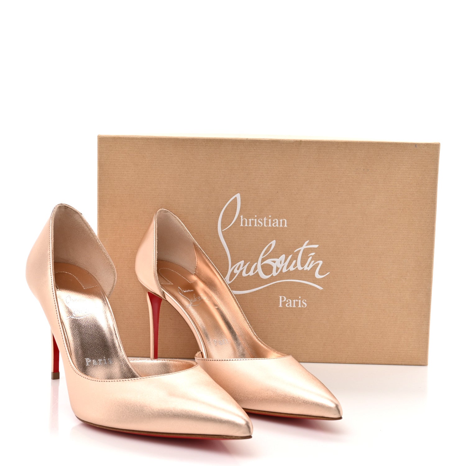 Christian Louboutin Calfskin Laminato Satin Iriza 85 Pumps 37.5
