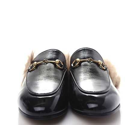 Gucci Patent Fur Womens Princetown Slippers 38 Black Natural 5 of 10