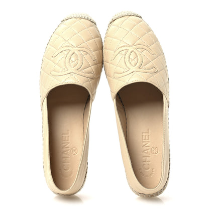Chanel Lambskin Quilted CC Espadrilles 39 Beige 2 of 9