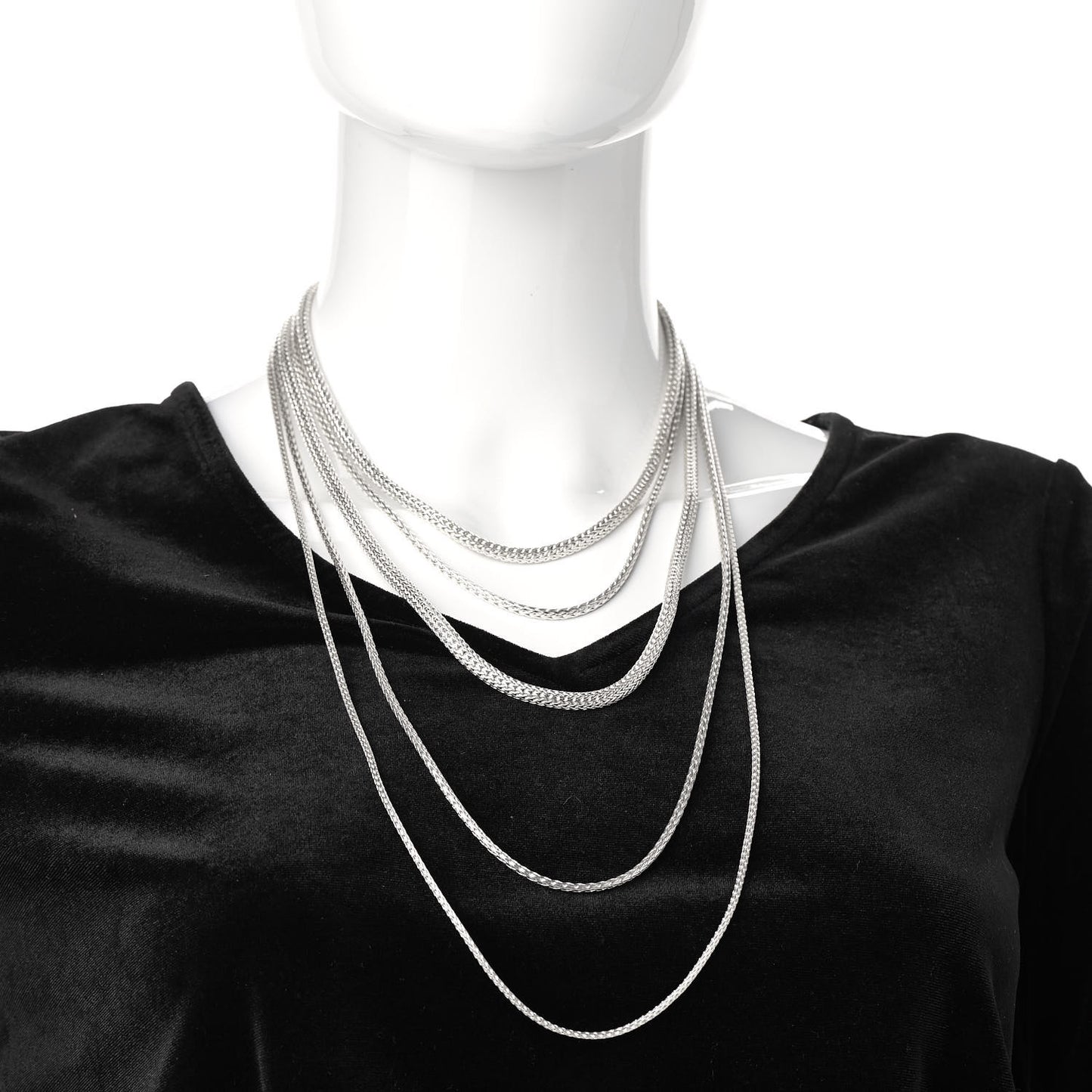 Sterling Silver Classic Chain 5 Row Necklace