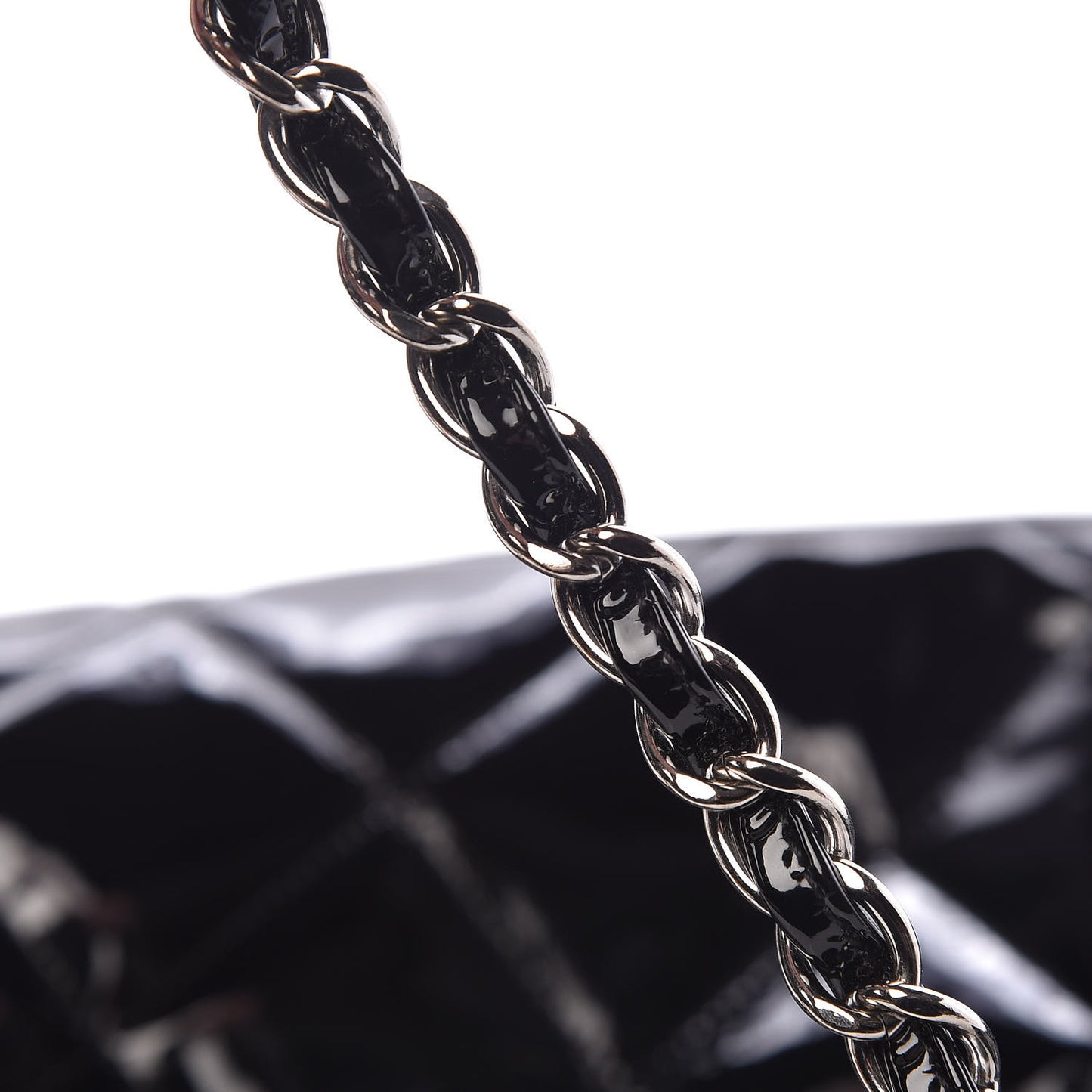 Patent Quilted Medium Cells Tote Black