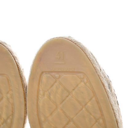 Chanel Lambskin Grosgrain Quilted CC Chain Espadrilles 41 Beige Black 8 of 11