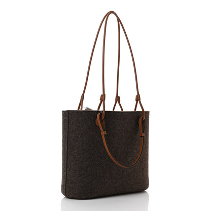Loewe Felt Calfskin Small Anagram Square Basket Tote Brown Tan 3 of 10
