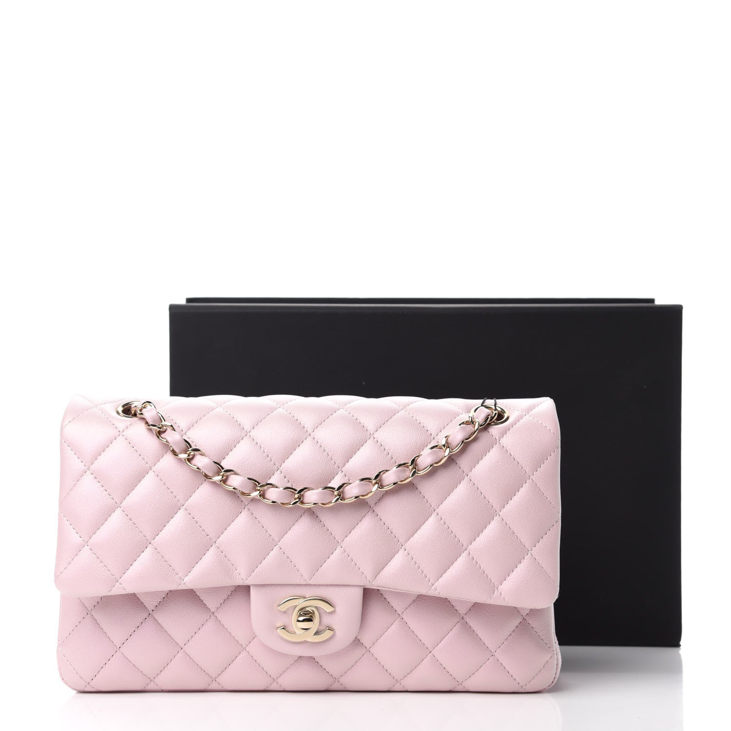 Chanel Iridescent Calfskin Quilted Medium Double Flap Light Pink 12 of 12