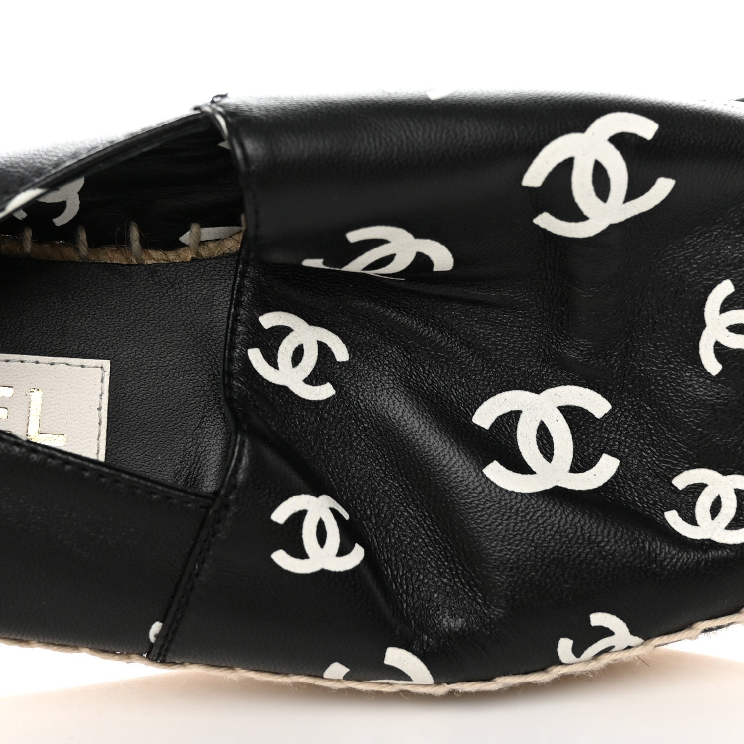 Chanel Lambskin Printed CC Espadrilles 38 Black White 10 of 11