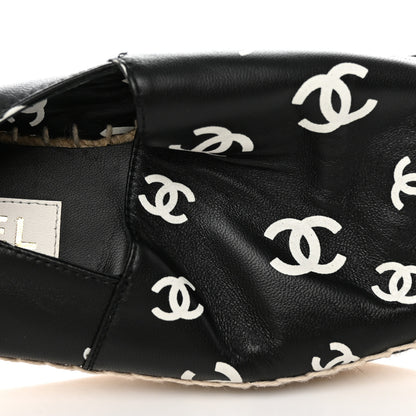 Chanel Lambskin Printed CC Espadrilles 38 Black White 10 of 11