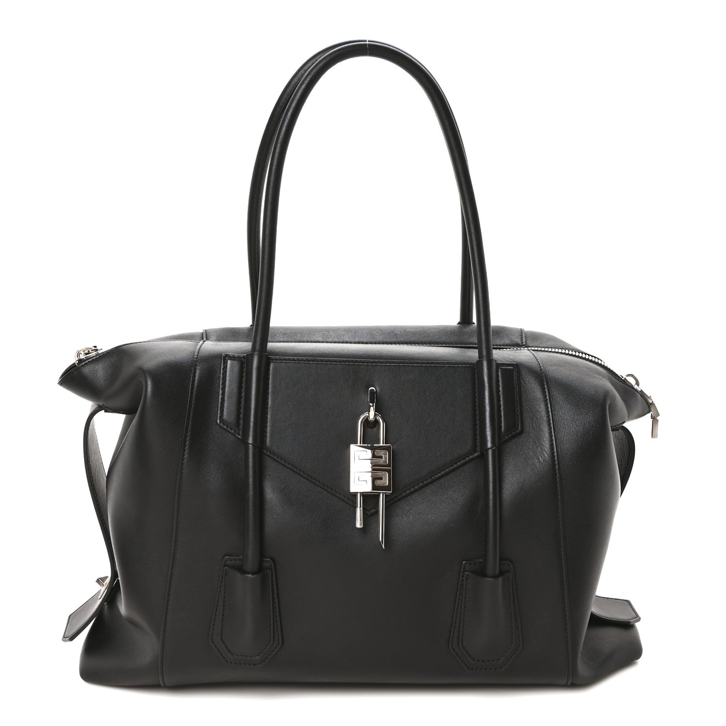 Smooth Calfskin Medium Antigona Lock Duffle Bag Black