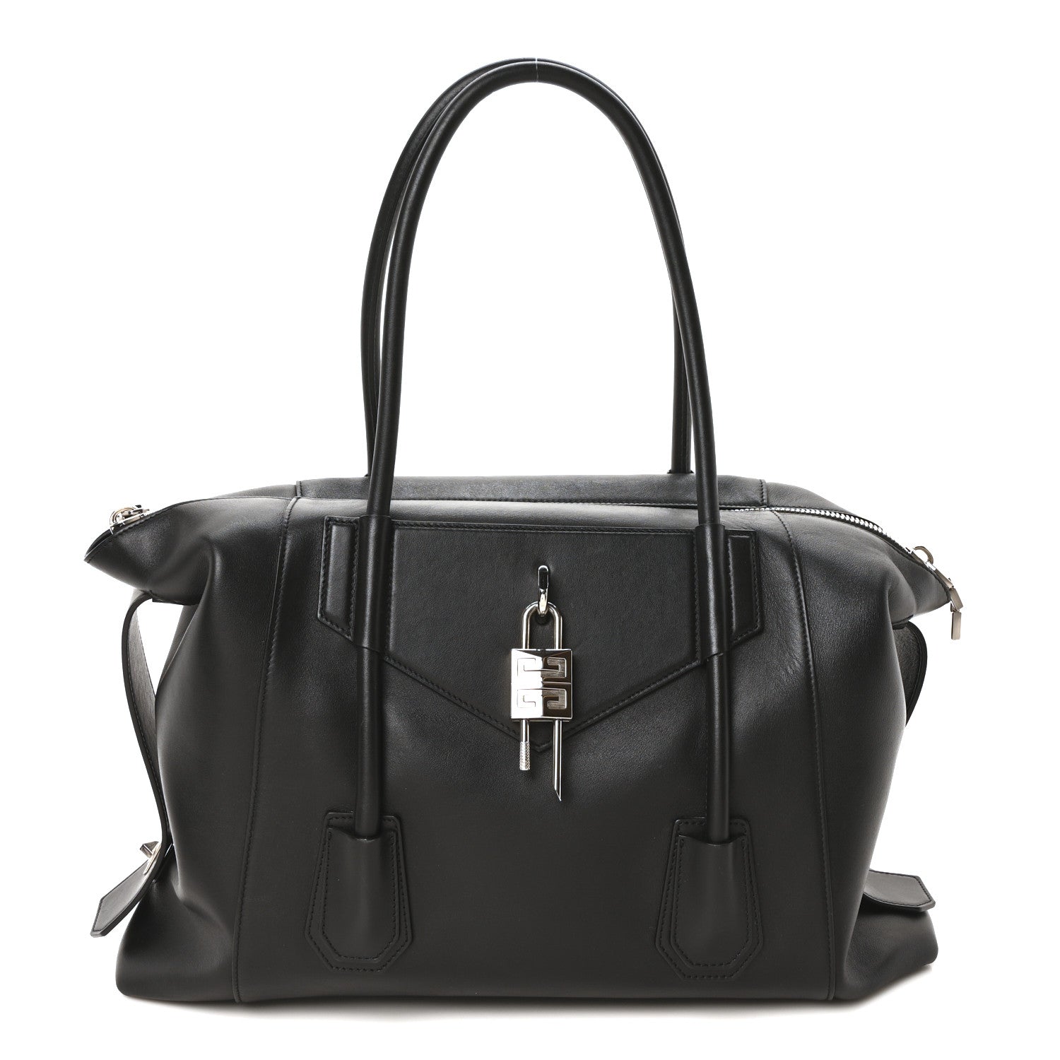 Givenchy Smooth Calfskin Medium Antigona Lock Duffle Bag Black 1 of 9