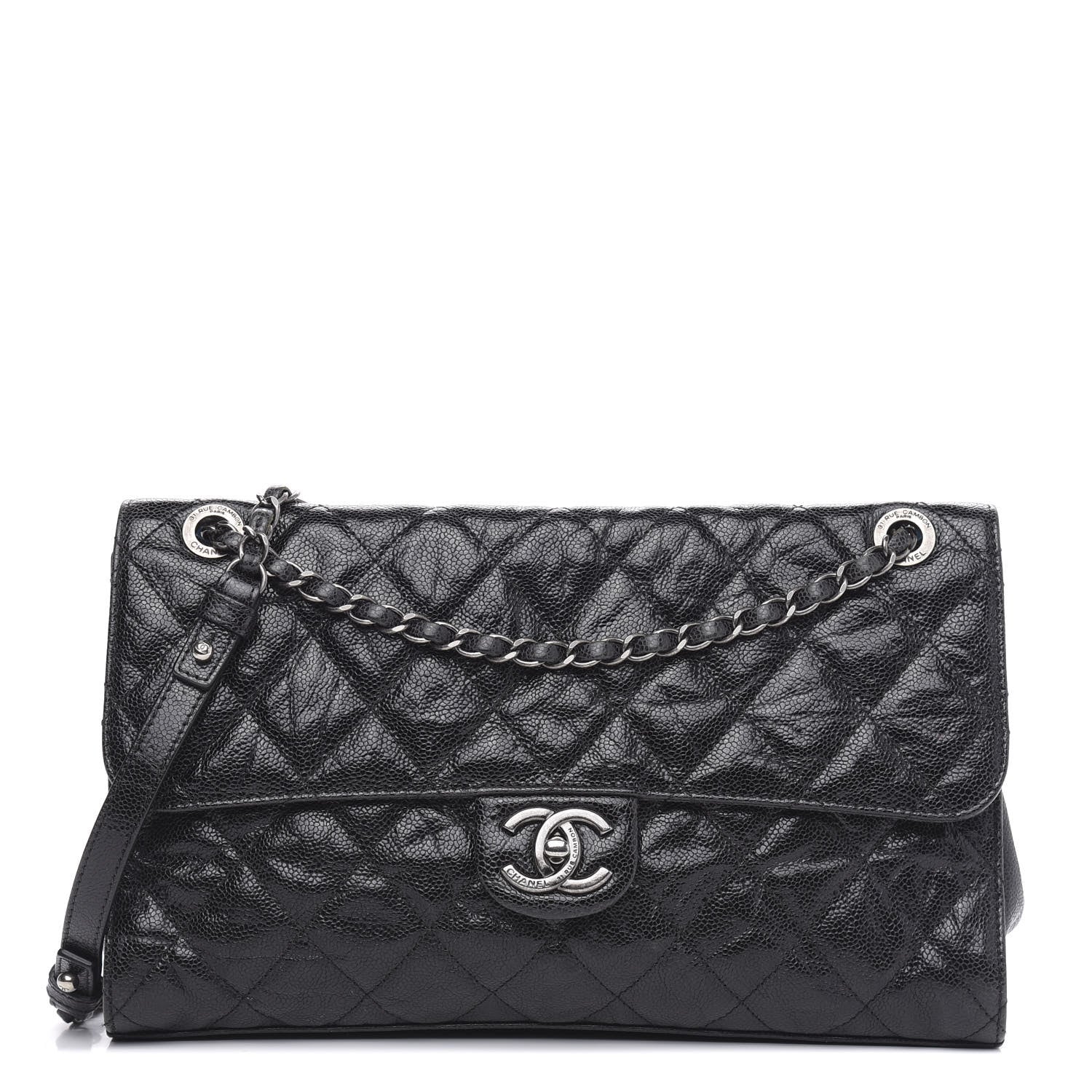 Chanel Crumpled Grained Calfskin Jumbo CC Crave Flap Black 1 of 15