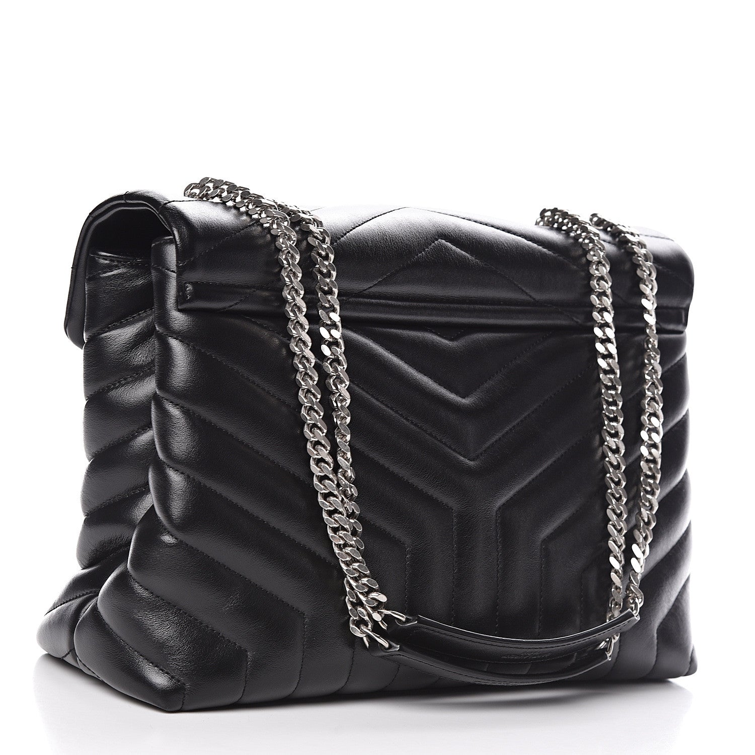 Saint Laurent Calfskin Y Quilted Monogram Medium Loulou Chain Satchel Black 3 of 10