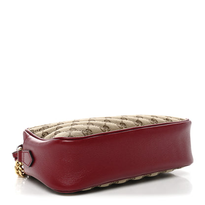 Gucci Monogram Azalea Calfskin Matelasse Diagonal Small GG Marmont Chain Shoulder Bag Beige Ebony New Cherry Red 4 of 10