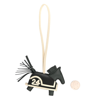 Hermes Milo Lambskin Grigri Rodeo 24 Bag Charm PM Vert Mangrove Black Craie 2 of 5