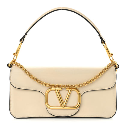 Valentino Garavani Calfskin Vlogo Loco Shoulder Bag Light Ivory 1 of 10