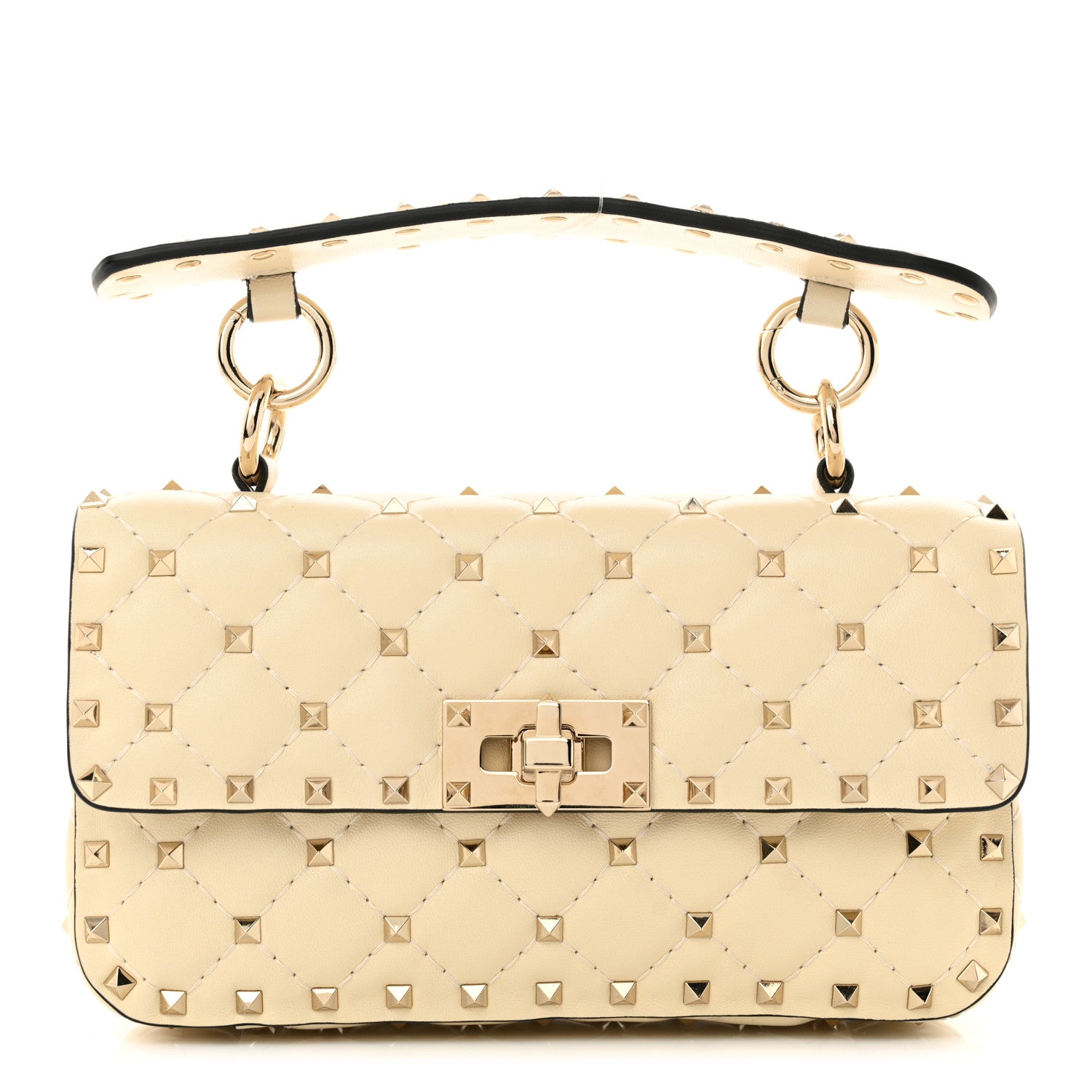 Valentino Garavani Nappa Small Rockstud Spike Shoulder Bag Light Ivory 1 of 10