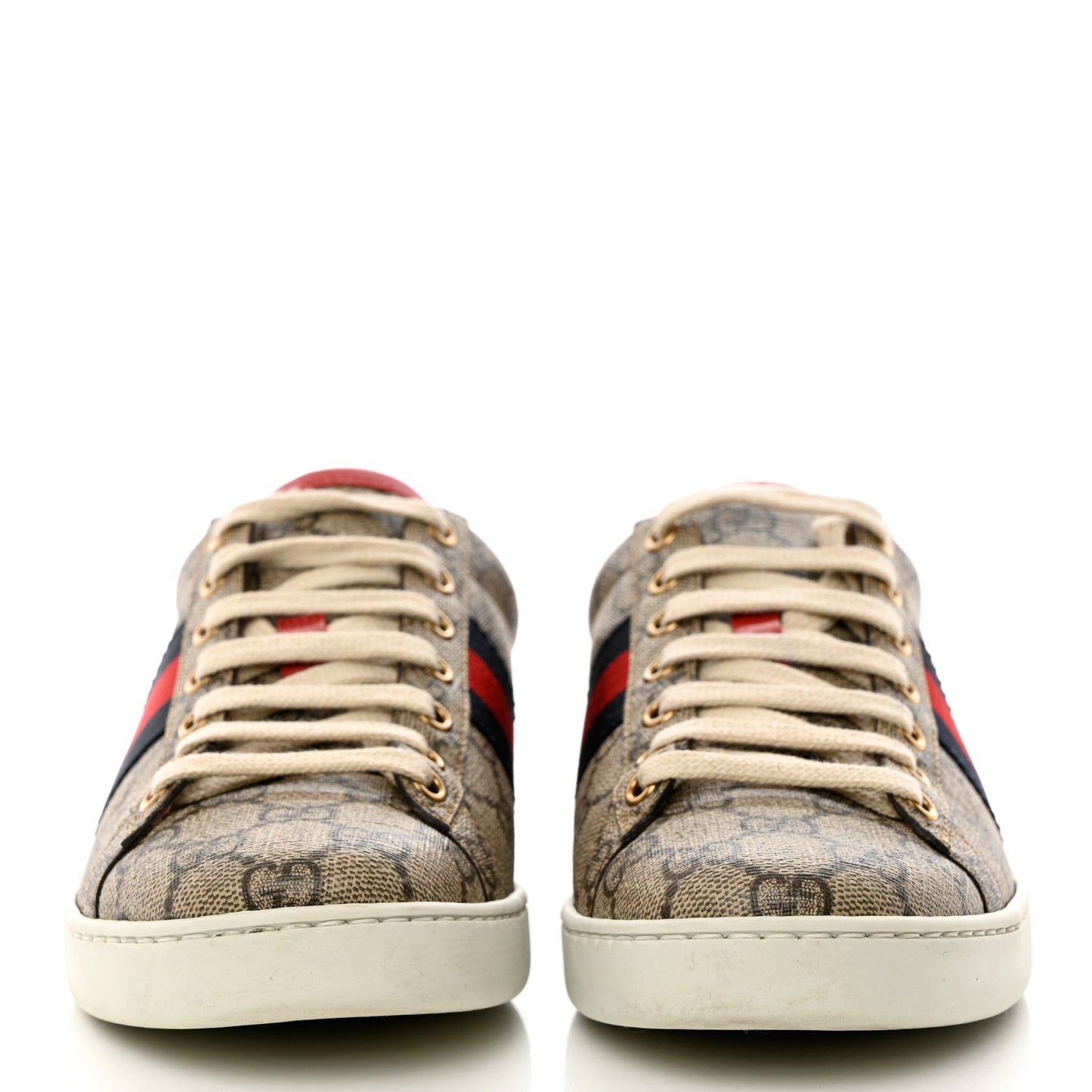 GG Supreme Monogram Womens Ace Low-Top Sneaker 38 Beige