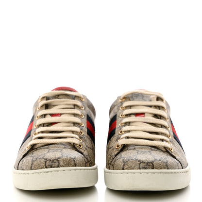 Gucci GG Supreme Monogram Womens Ace Low-Top Sneaker 38 Beige 2 of 9