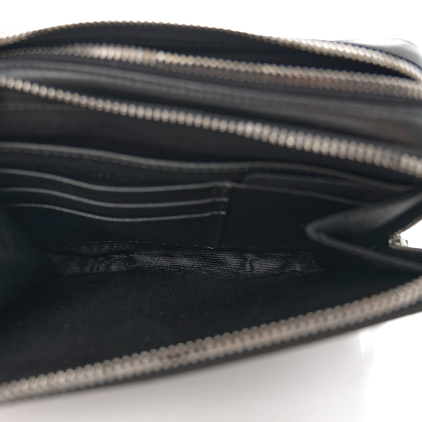 Grained Calfskin CD Icon Zipped Pouch With Strap Black
