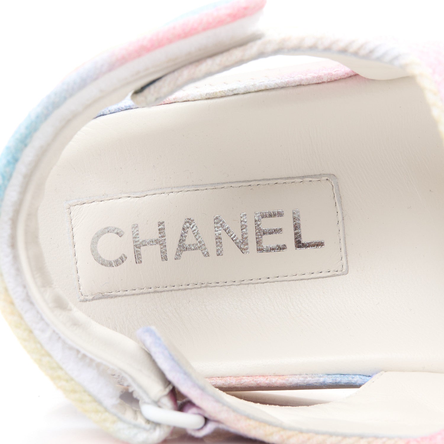 Chanel Printed Fabric Quilted Dad Sandals 40.5 Green Pink Blue 7 of 10