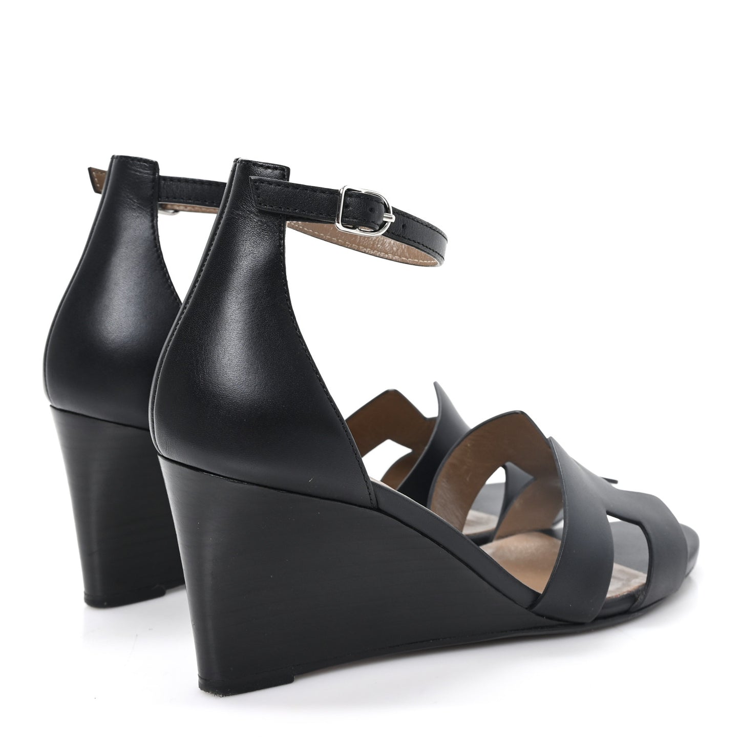 Calfskin Legend Wedge Sandals 36.5 Black