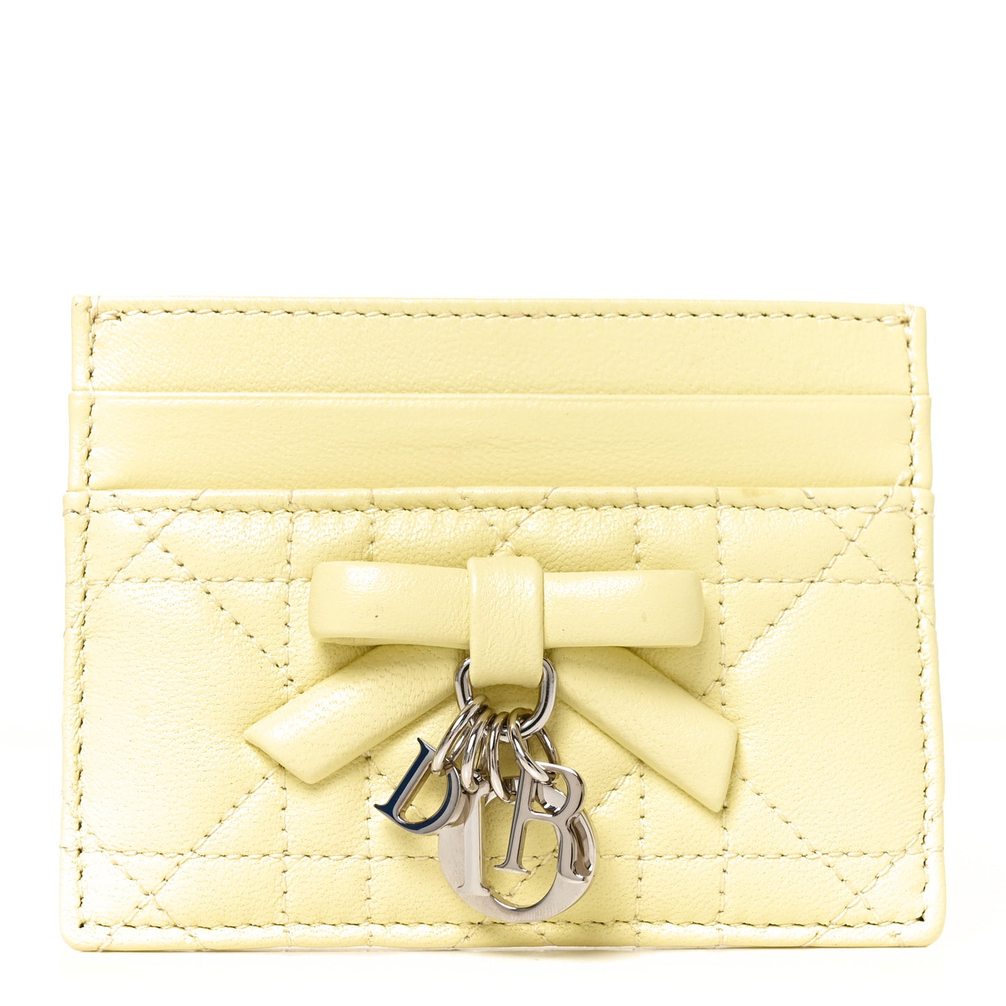 Lambskin Cannage Lady Dior Fressia Card Holder Mimosa