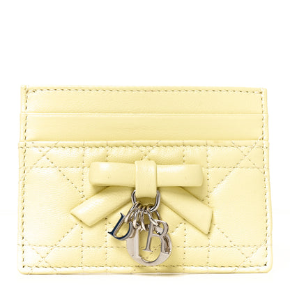 Christian Dior Lambskin Cannage Lady Dior Fressia Card Holder Mimosa 1 of 8