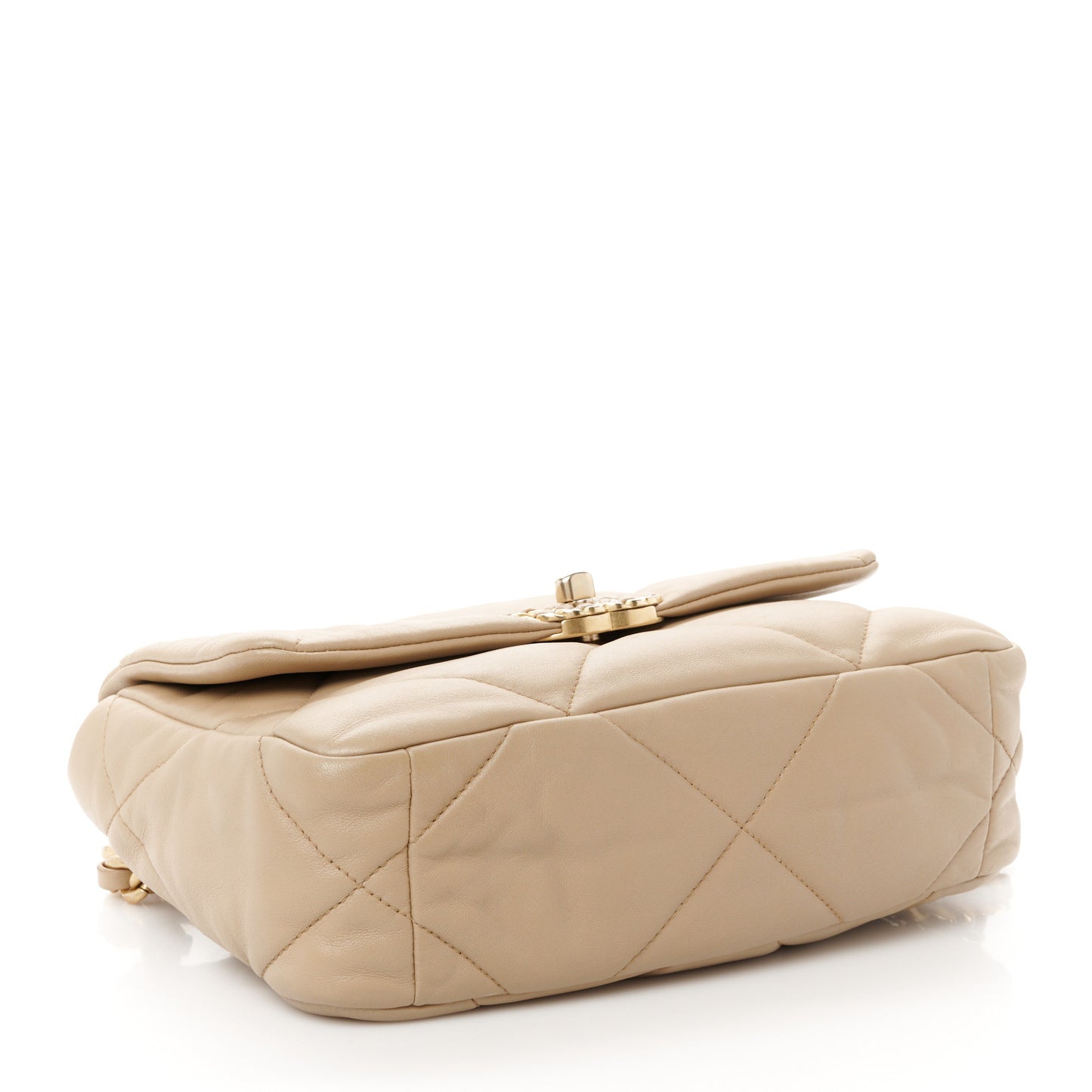 Lambskin Quilted Medium Chanel 19 Flap Dark Beige