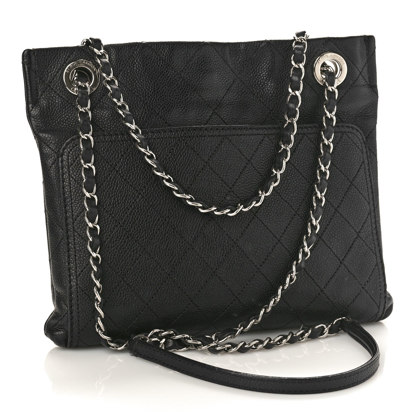 Caviar Stitched Small CC Pocket Shoulder Black