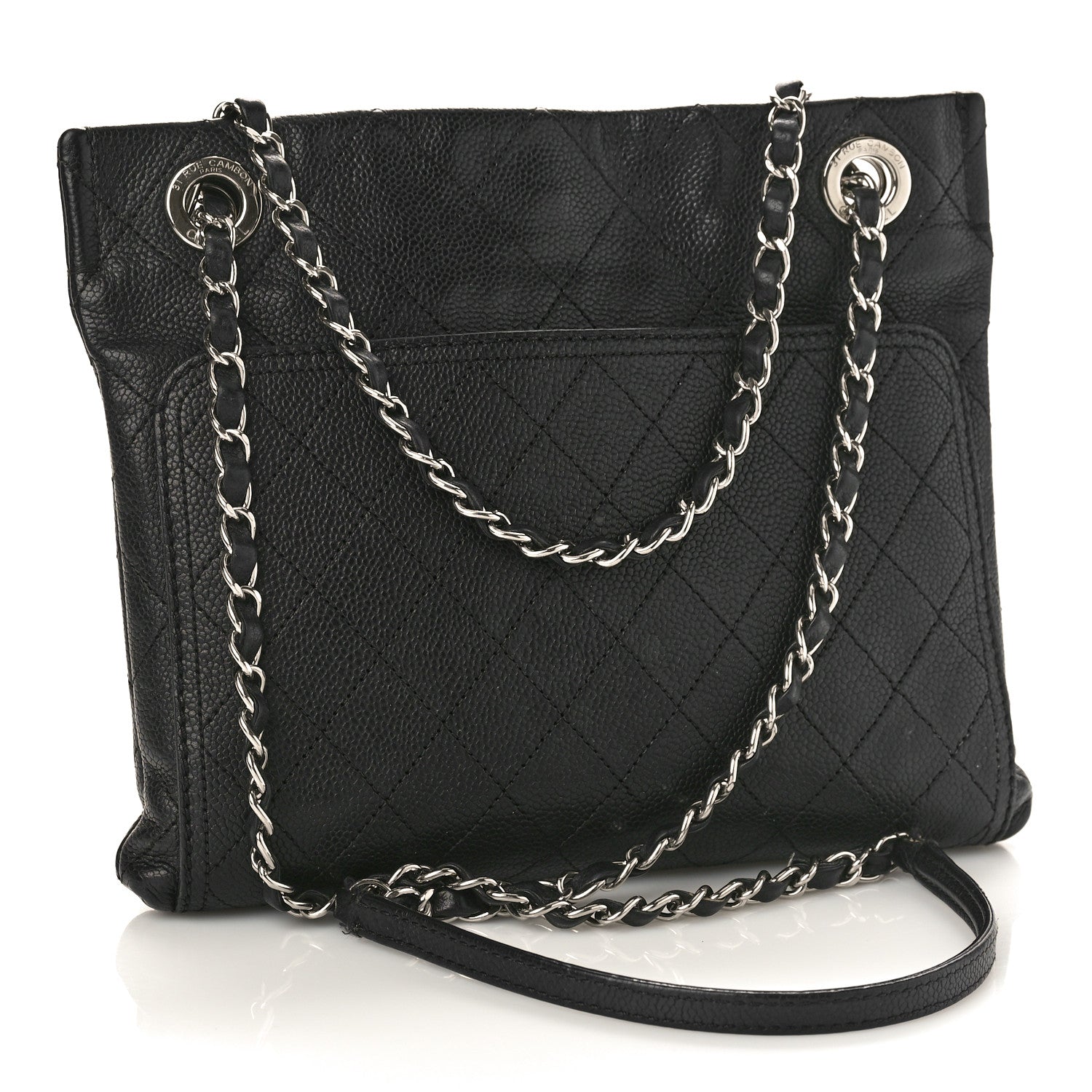 Chanel Caviar Stitched Small CC Pocket Shoulder Black 2 of 9