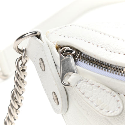 Balenciaga Shiny Goatskin Allover Logo Embossed XXS Souvenir Belt Bag White 8 of 9