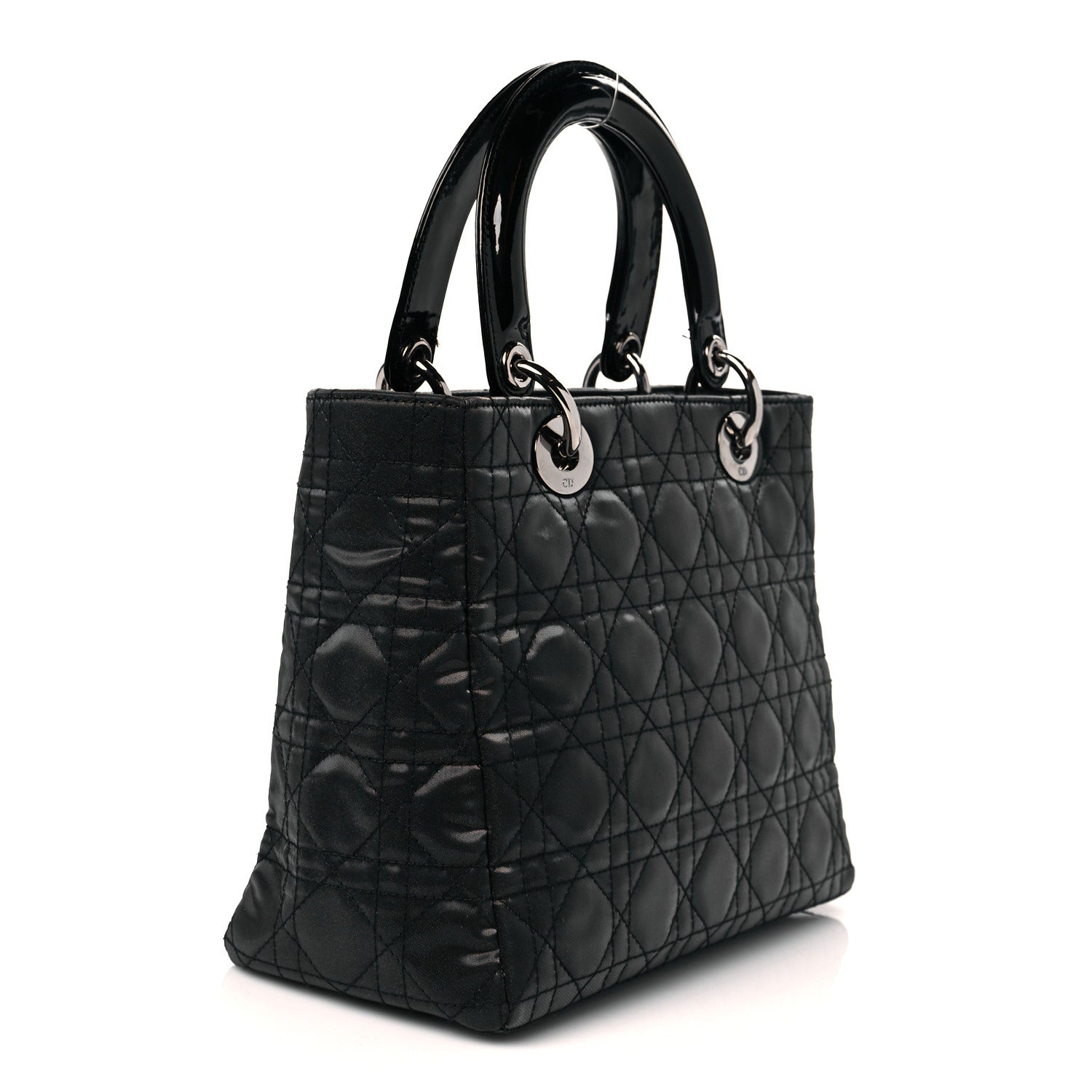 Christian Dior Coated Canvas Patent Cannage Medium Lady Dior Black 3 of 14