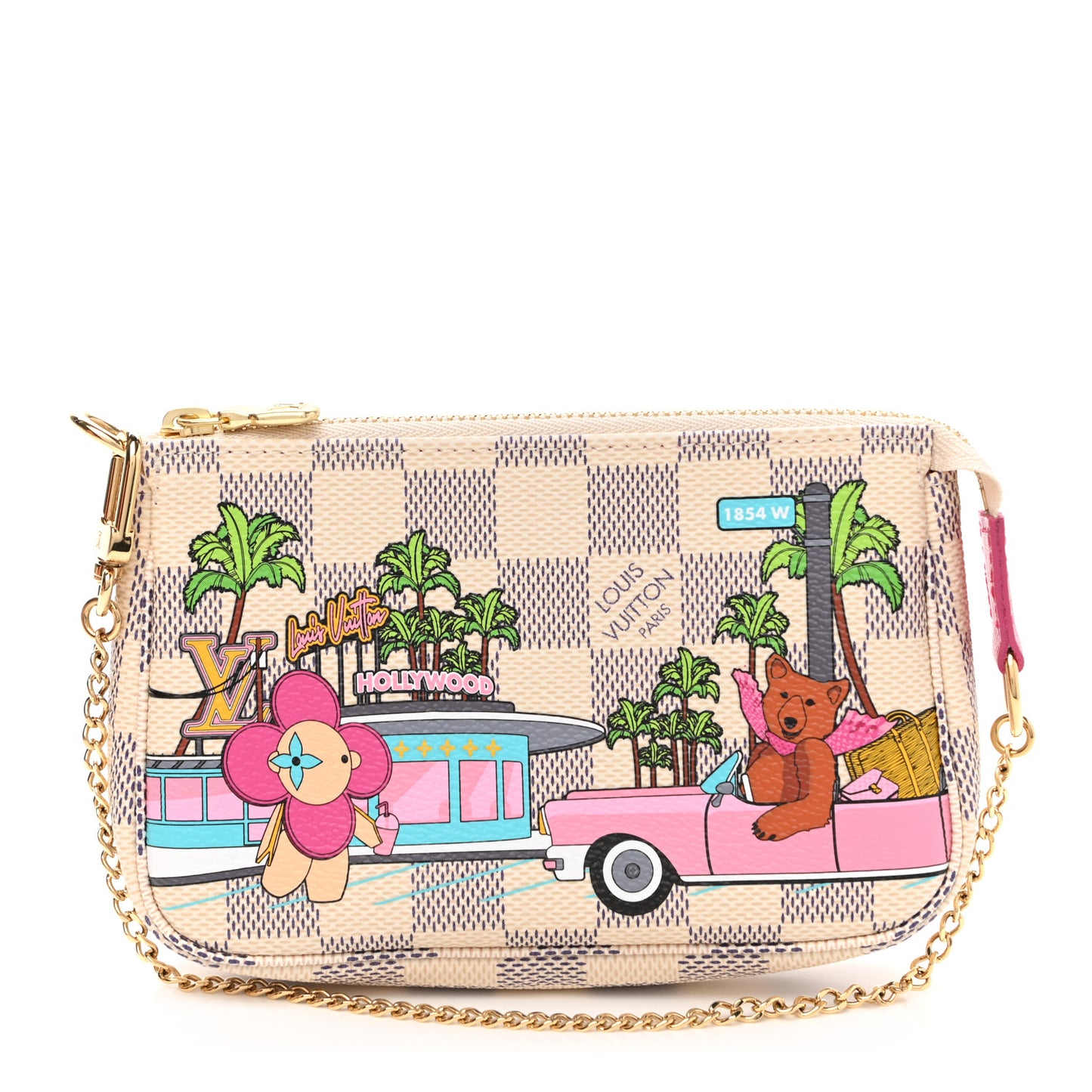 Damier Azur 2021 Christmas Animation Hollywood Mini Pochette Accessories Fuchsia