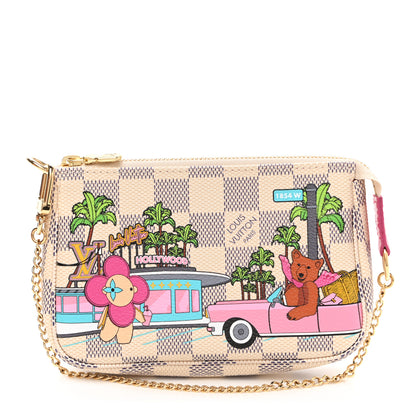 Louis Vuitton Damier Azur 2021 Christmas Animation Hollywood Mini Pochette Accessories Fuchsia 1 of 8