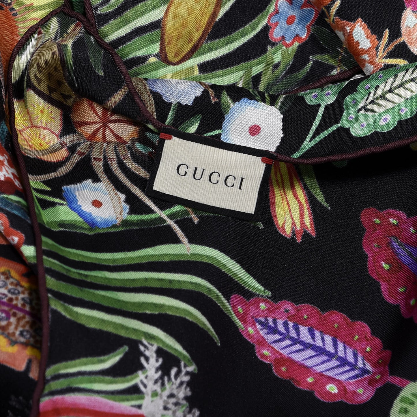 Silk Tiger Kingsnake Print Square Scarf Multicolor