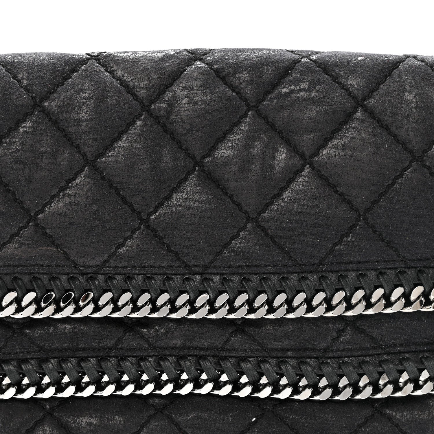 Stella McCartney Shaggy Deer Quilted Falabella Fold Over Clutch Black 8 of 12