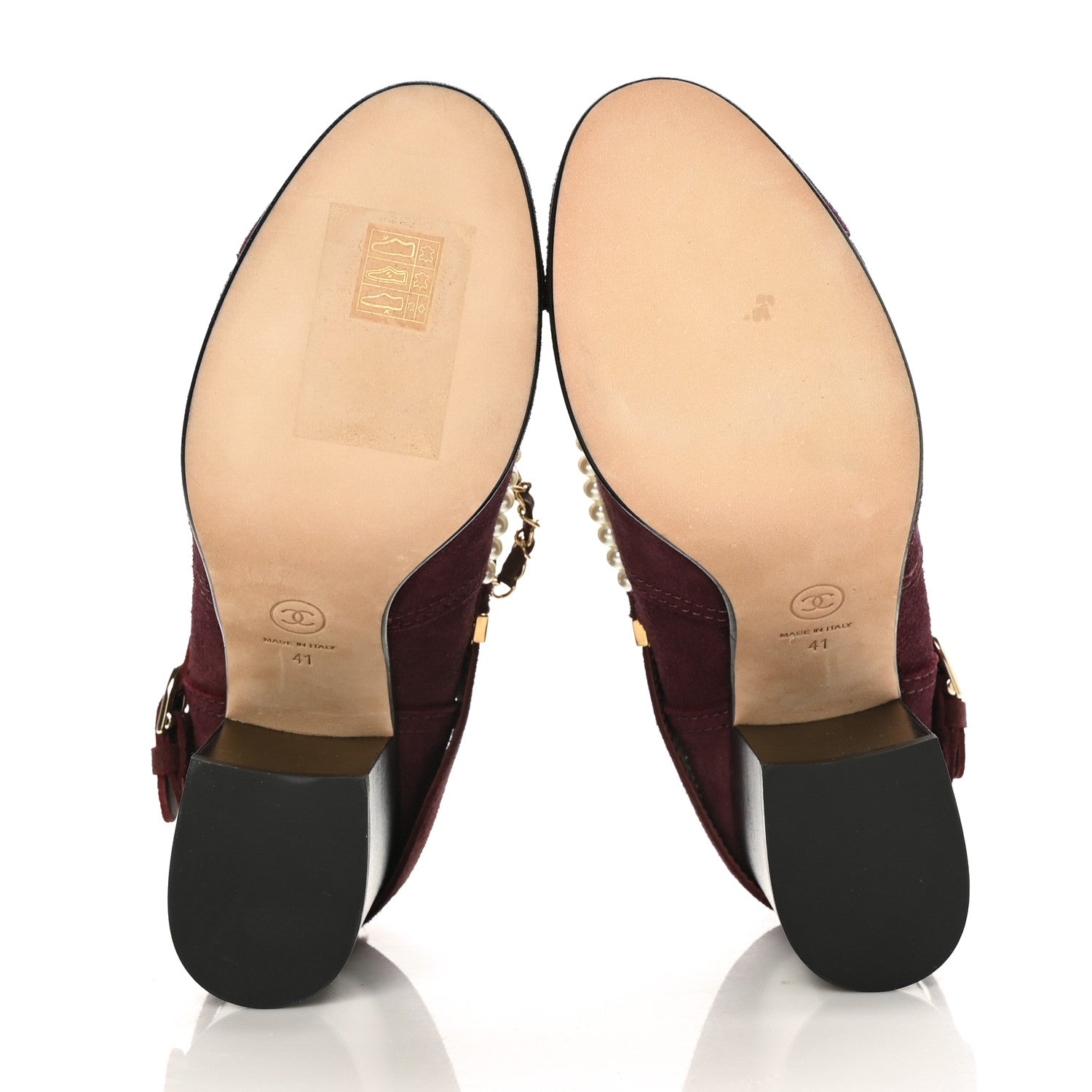 Chanel Suede Calfskin Pearl Cap Toe Short Boots 41 Burgundy 5 of 8