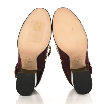 Chanel Suede Calfskin Pearl Cap Toe Short Boots 41 Burgundy 5 of 8