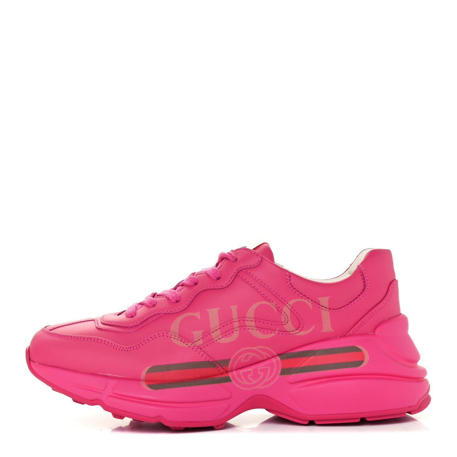Gucci Calfskin Logo Womens Rhyton Sneakers Box 36.5 Box Pink 1 of 8