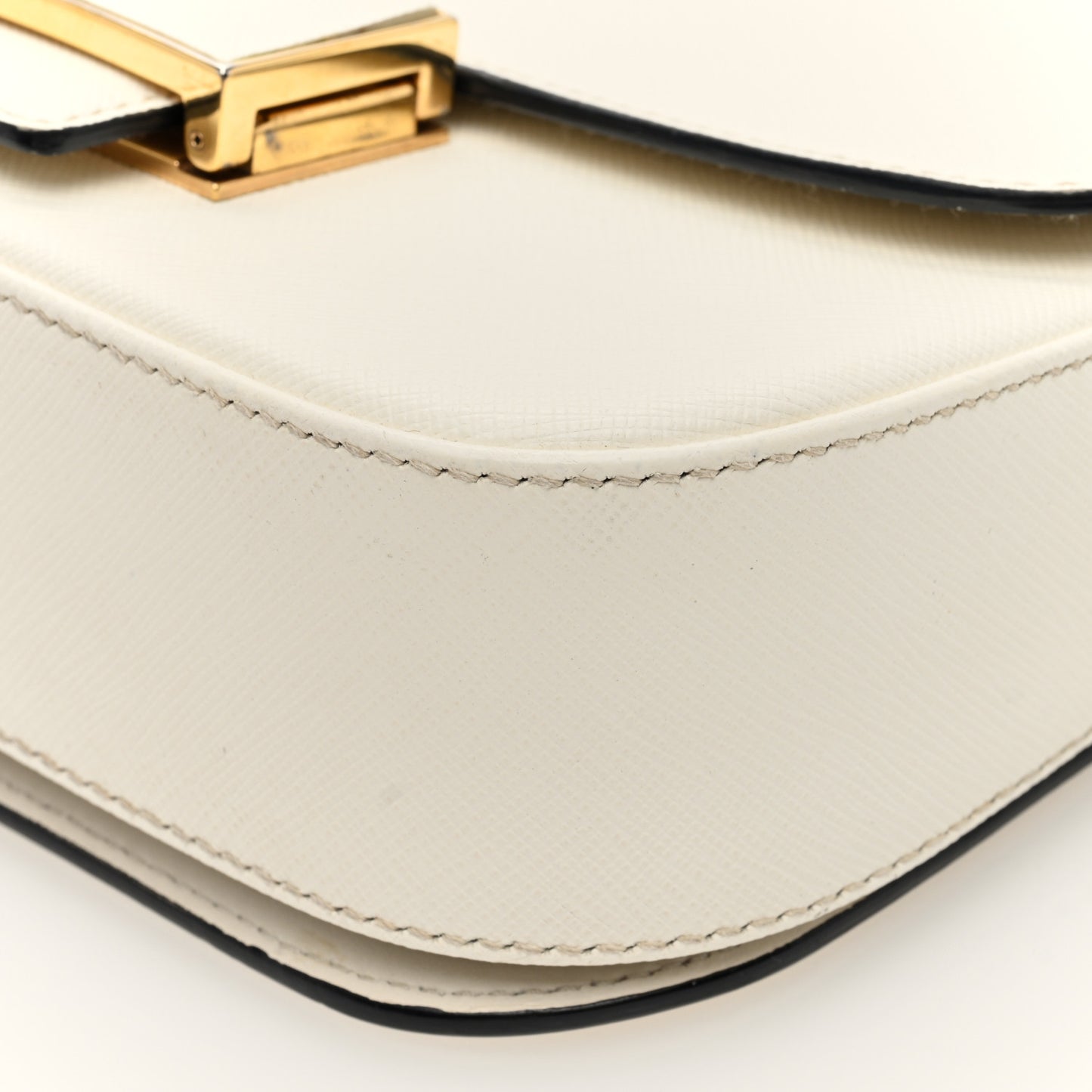 Saffiano Lux Embleme Flap Shoulder Bag White