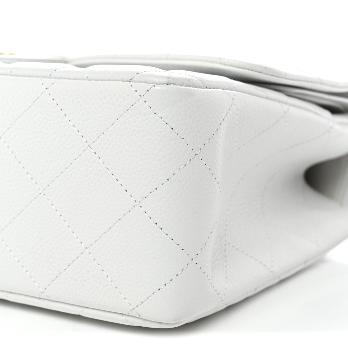 Caviar Quilted Jumbo Double Flap White