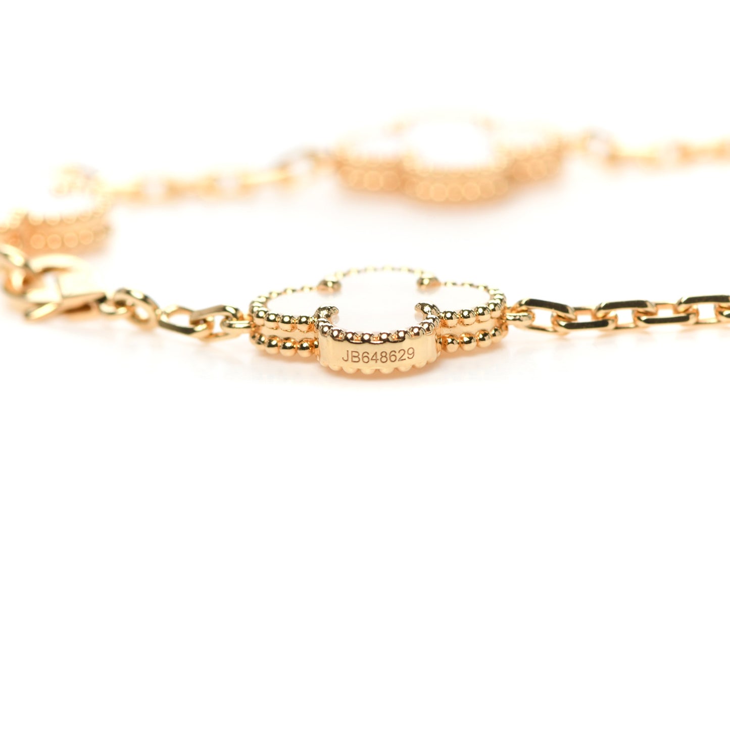 18K Yellow Gold Mother of Pearl 5 Motifs Vintage Alhambra Bracelet