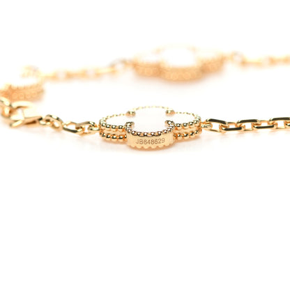 Van Cleef & Arpels 18K Yellow Gold Mother of Pearl 5 Motifs Vintage Alhambra Bracelet 5 of 7